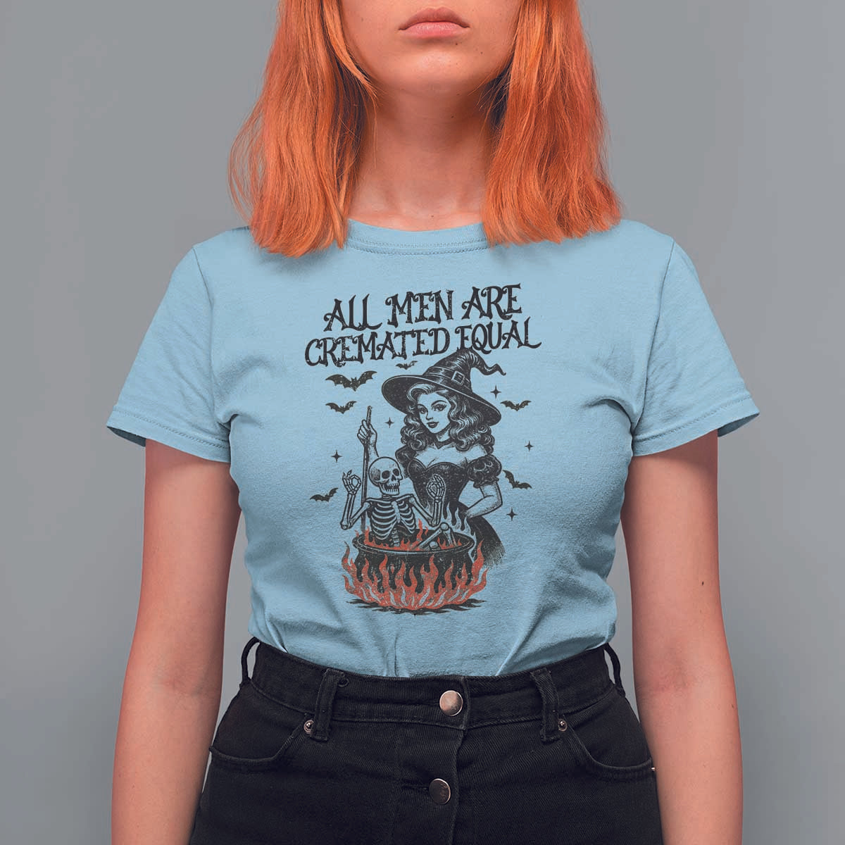 Witch All Men Are Cremated Equal T Shirt For Women Feminist Halloween - Wonder Print Shop
