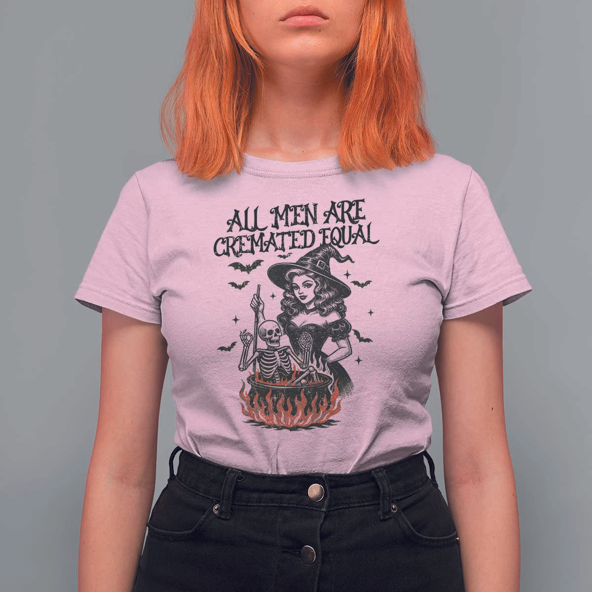 Witch All Men Are Cremated Equal T Shirt For Women Feminist Halloween - Wonder Print Shop