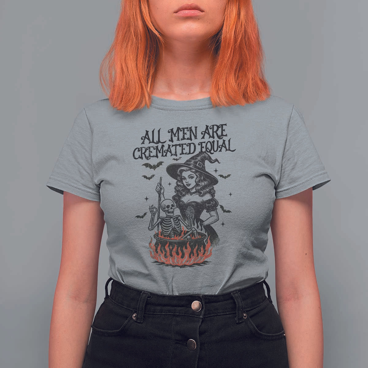 Witch All Men Are Cremated Equal T Shirt For Women Feminist Halloween - Wonder Print Shop