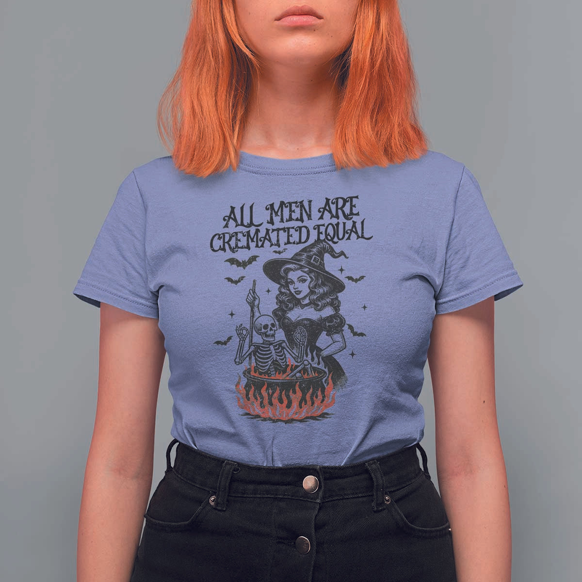 Witch All Men Are Cremated Equal T Shirt For Women Feminist Halloween - Wonder Print Shop