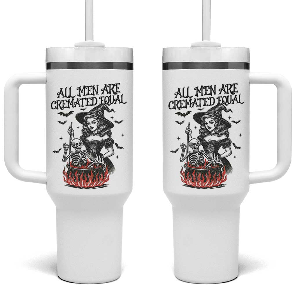 Witch All Men Are Cremated Equal Tumbler With Handle Feminist Halloween - Wonder Print Shop