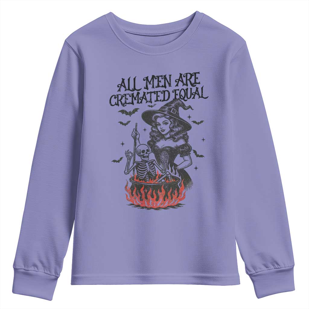 Witch All Men Are Cremated Equal Youth Sweatshirt Feminist Halloween - Wonder Print Shop