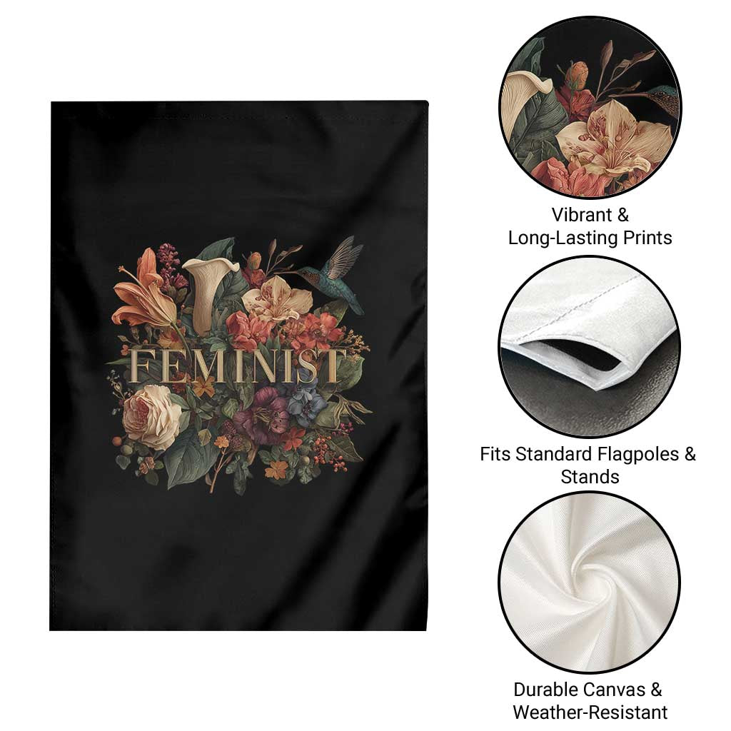 Pro Feminist Women's Rights Vintage Retro Flower Garden Flag - Wonder Print Shop