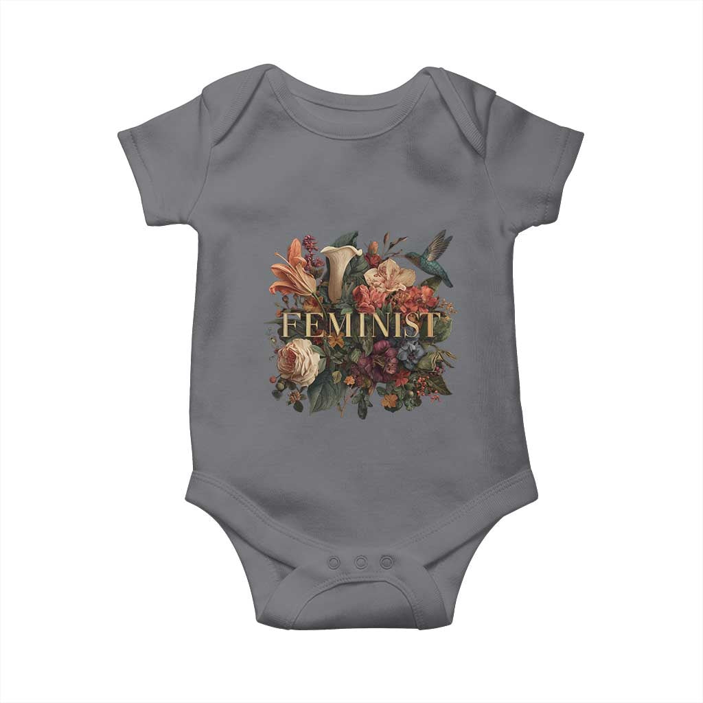 Pro Feminist Women's Rights Vintage Retro Flower Baby Onesie - Wonder Print Shop
