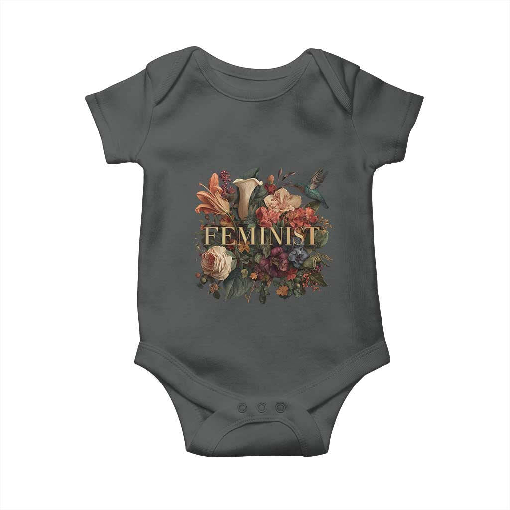 Pro Feminist Women's Rights Vintage Retro Flower Baby Onesie - Wonder Print Shop