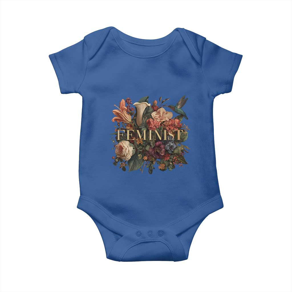 Pro Feminist Women's Rights Vintage Retro Flower Baby Onesie - Wonder Print Shop