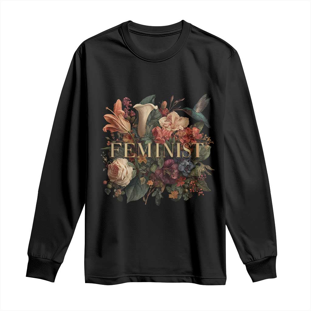Pro Feminist Women's Rights Vintage Retro Flower Long Sleeve Shirt - Wonder Print Shop