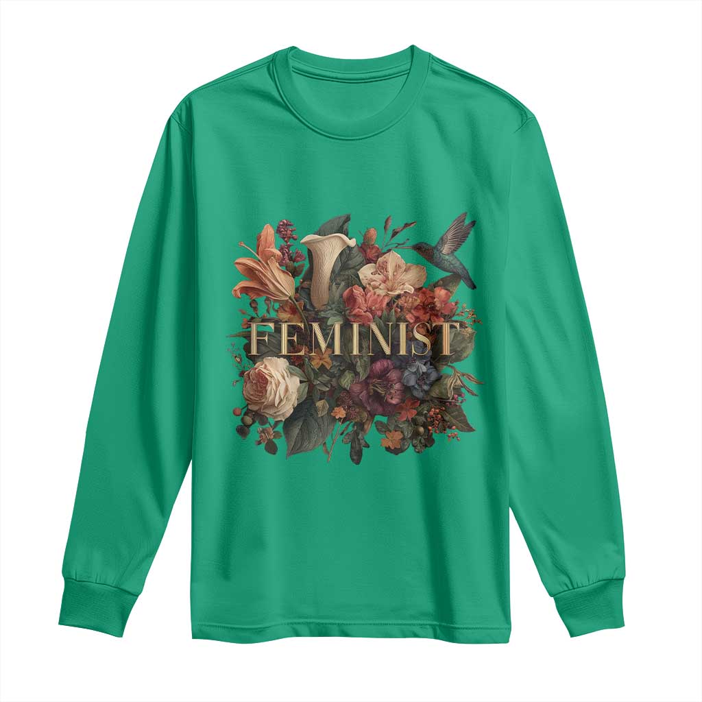 Pro Feminist Women's Rights Vintage Retro Flower Long Sleeve Shirt - Wonder Print Shop