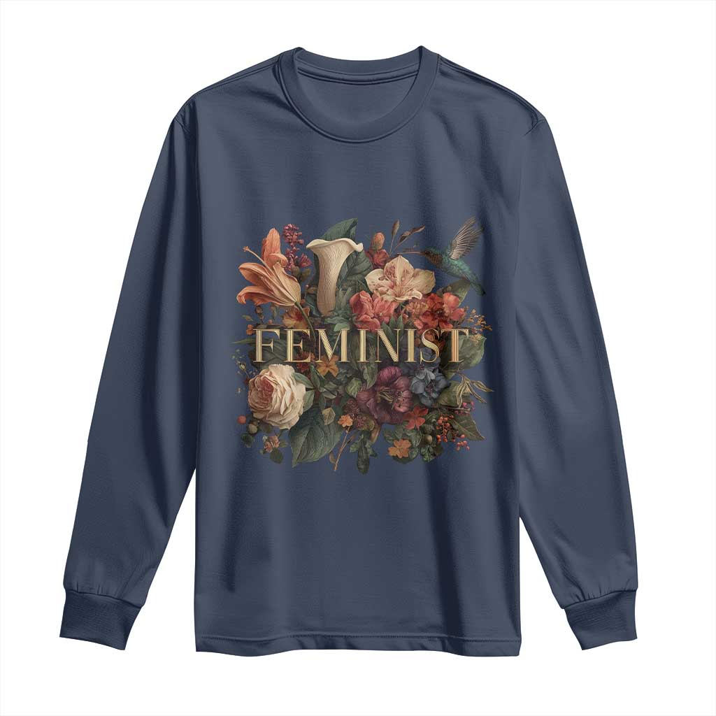 Pro Feminist Women's Rights Vintage Retro Flower Long Sleeve Shirt - Wonder Print Shop