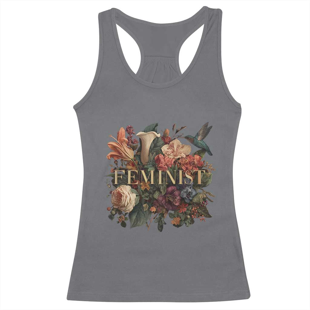 Pro Feminist Women's Rights Vintage Retro Flower Racerback Tank Top - Wonder Print Shop