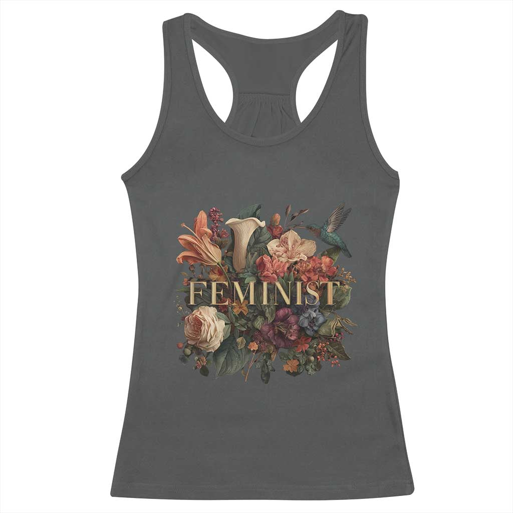 Pro Feminist Women's Rights Vintage Retro Flower Racerback Tank Top - Wonder Print Shop