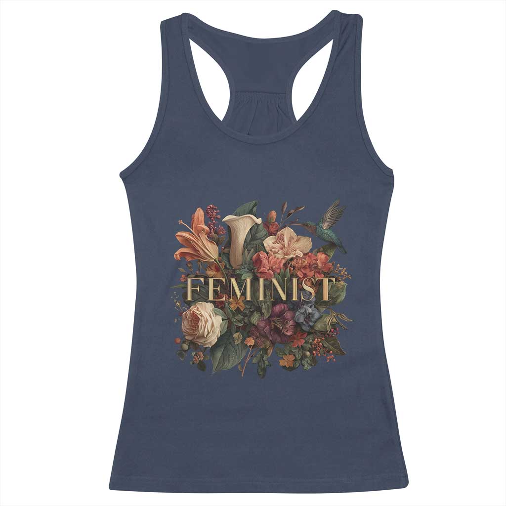 Pro Feminist Women's Rights Vintage Retro Flower Racerback Tank Top - Wonder Print Shop
