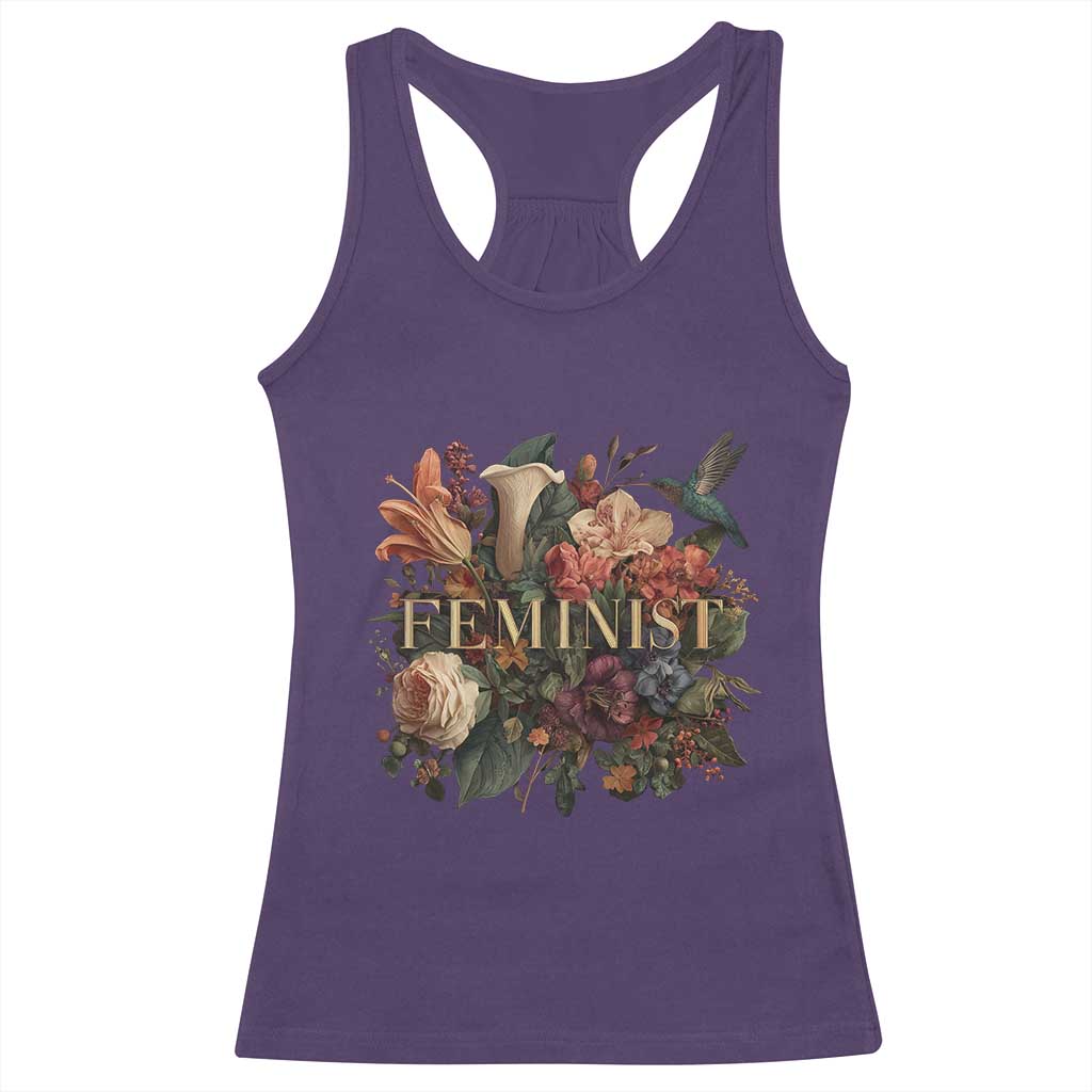 Pro Feminist Women's Rights Vintage Retro Flower Racerback Tank Top - Wonder Print Shop