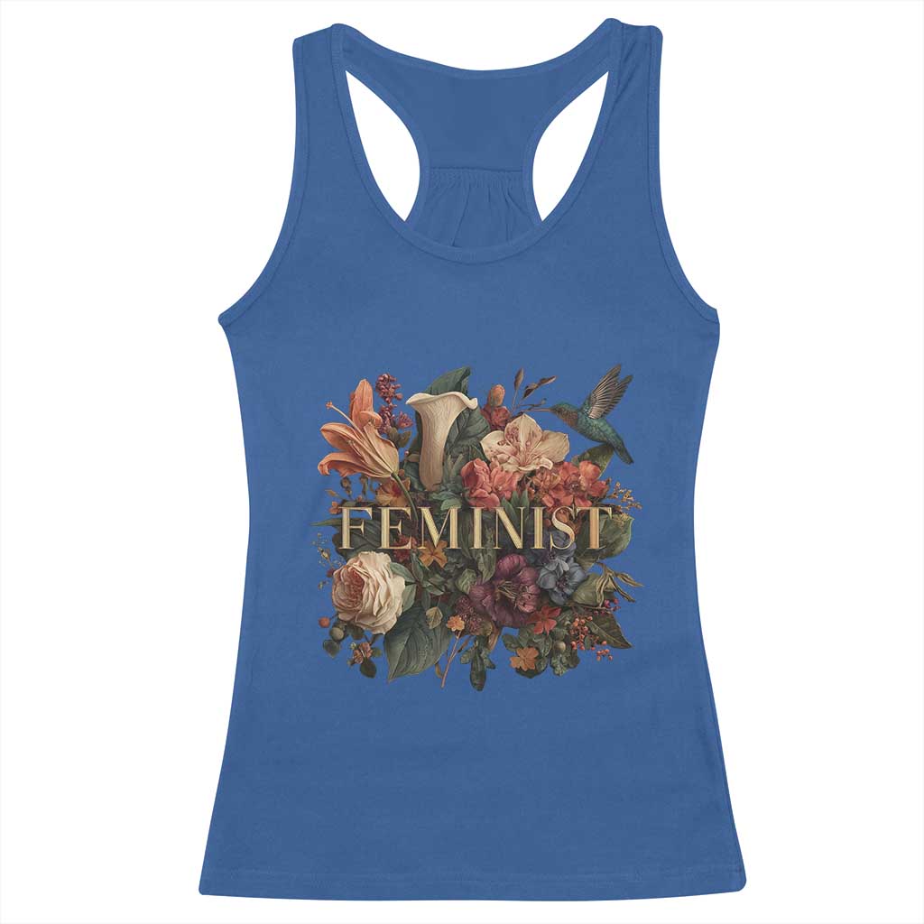 Pro Feminist Women's Rights Vintage Retro Flower Racerback Tank Top - Wonder Print Shop