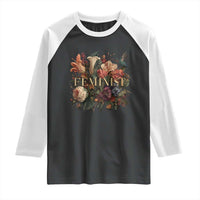 Pro Feminist Women's Rights Vintage Retro Flower Raglan Shirt - Wonder Print Shop