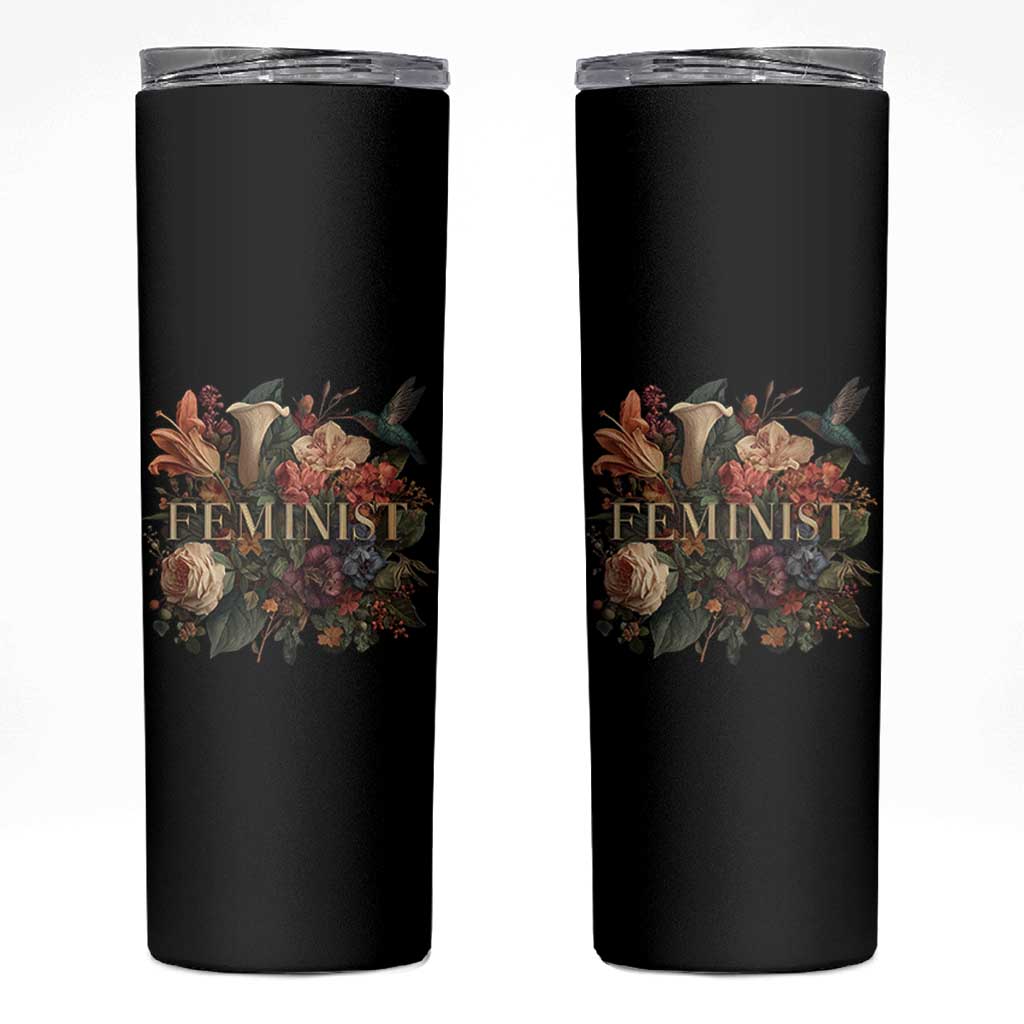 Pro Feminist Women's Rights Vintage Retro Flower Skinny Tumbler - Wonder Print Shop