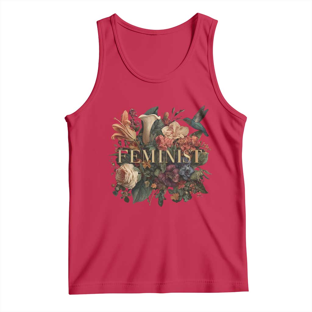 Pro Feminist Women's Rights Vintage Retro Flower Tank Top - Wonder Print Shop