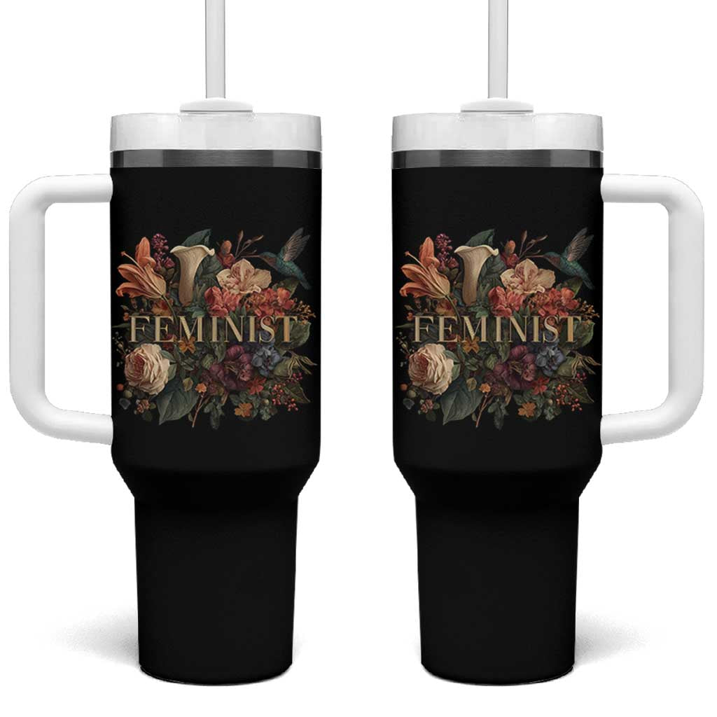 Pro Feminist Women's Rights Vintage Retro Flower Tumbler With Handle - Wonder Print Shop
