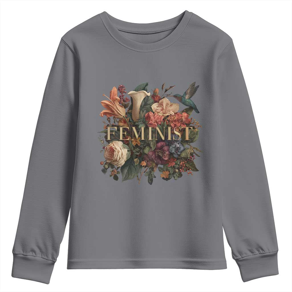 Pro Feminist Women's Rights Vintage Retro Flower Youth Sweatshirt - Wonder Print Shop