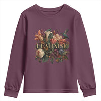 Pro Feminist Women's Rights Vintage Retro Flower Youth Sweatshirt - Wonder Print Shop