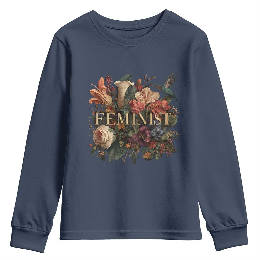 Pro Feminist Women's Rights Vintage Retro Flower Youth Sweatshirt - Wonder Print Shop