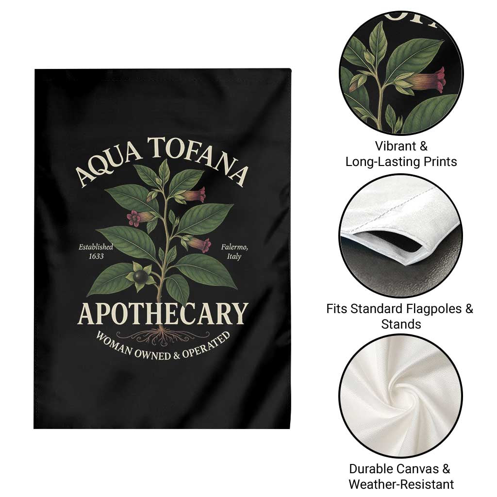 Funny Aqua Tofana Apothecary Garden Flag Feminist Woman Owned And Operated - Wonder Print Shop