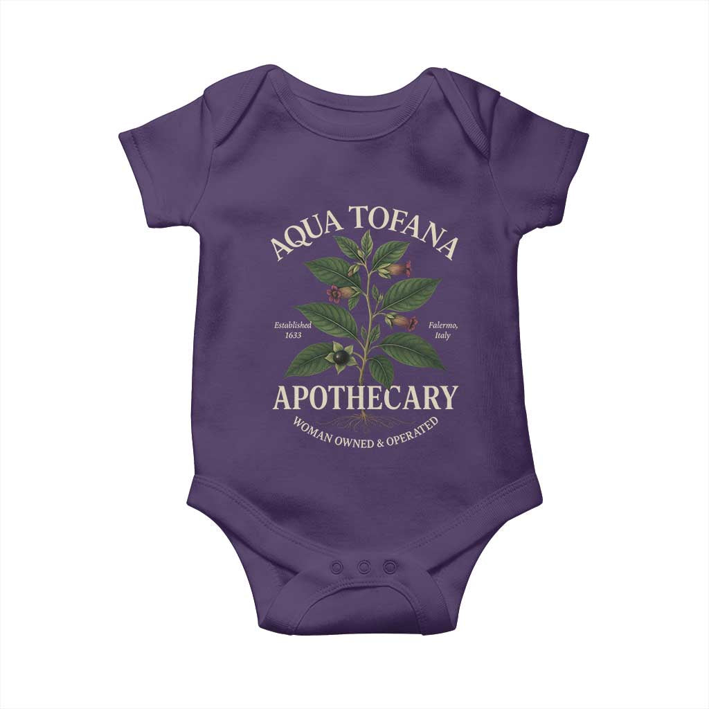Aqua Tofana Apothecary Baby Onesie Feminist Woman Owned And Operated - Wonder Print Shop