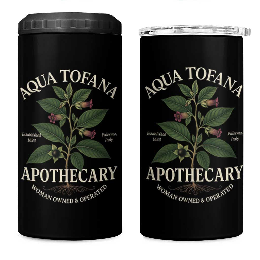 Aqua Tofana Apothecary 4 in 1 Can Cooler Tumbler Feminist Woman Owned And Operated - Wonder Print Shop