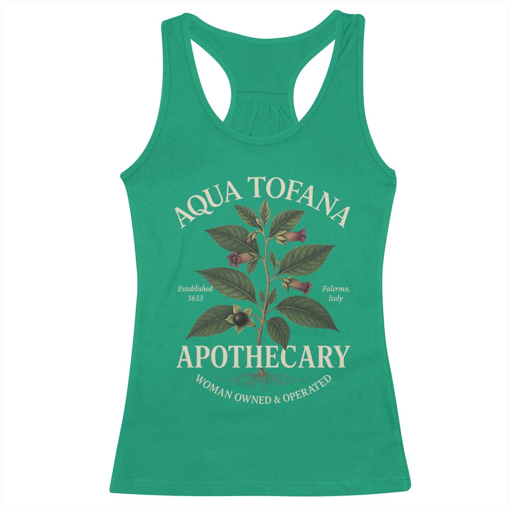 Aqua Tofana Apothecary Racerback Tank Top Feminist Woman Owned And Operated - Wonder Print Shop
