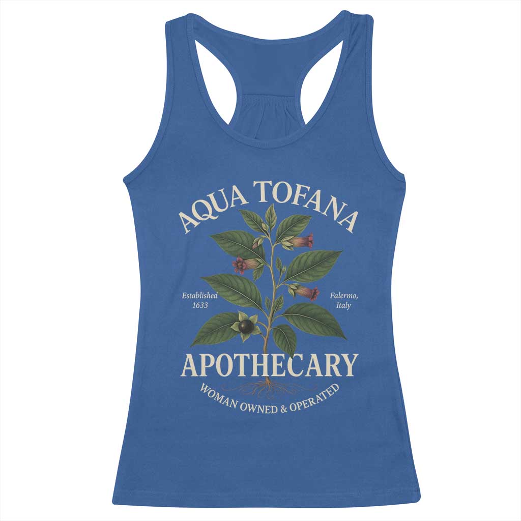 Aqua Tofana Apothecary Racerback Tank Top Feminist Woman Owned And Operated - Wonder Print Shop
