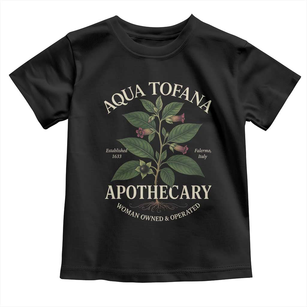 Aqua Tofana Apothecary Toddler T Shirt Feminist Woman Owned And Operated - Wonder Print Shop