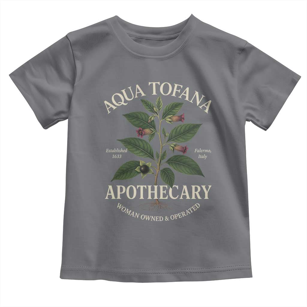 Aqua Tofana Apothecary Toddler T Shirt Feminist Woman Owned And Operated - Wonder Print Shop