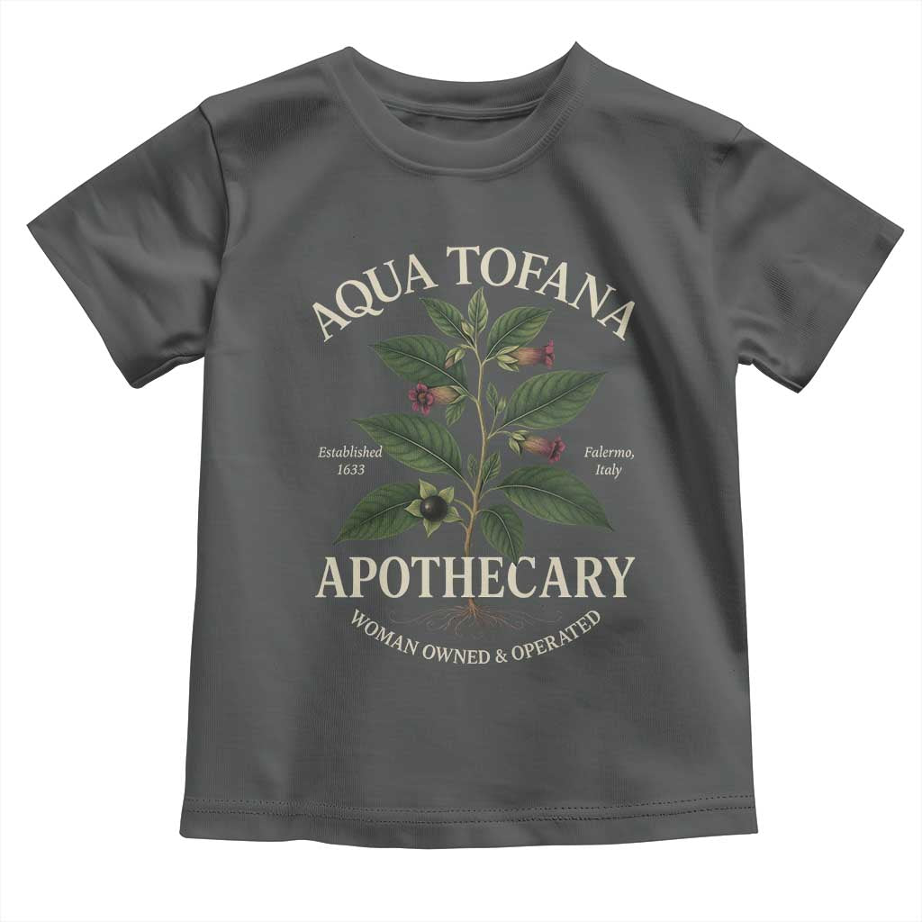 Aqua Tofana Apothecary Toddler T Shirt Feminist Woman Owned And Operated - Wonder Print Shop