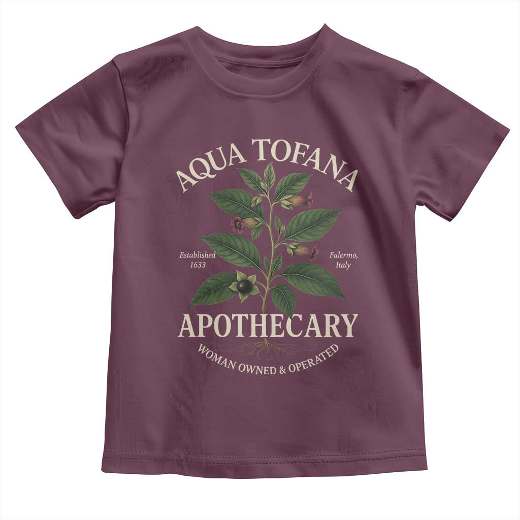 Aqua Tofana Apothecary Toddler T Shirt Feminist Woman Owned And Operated - Wonder Print Shop