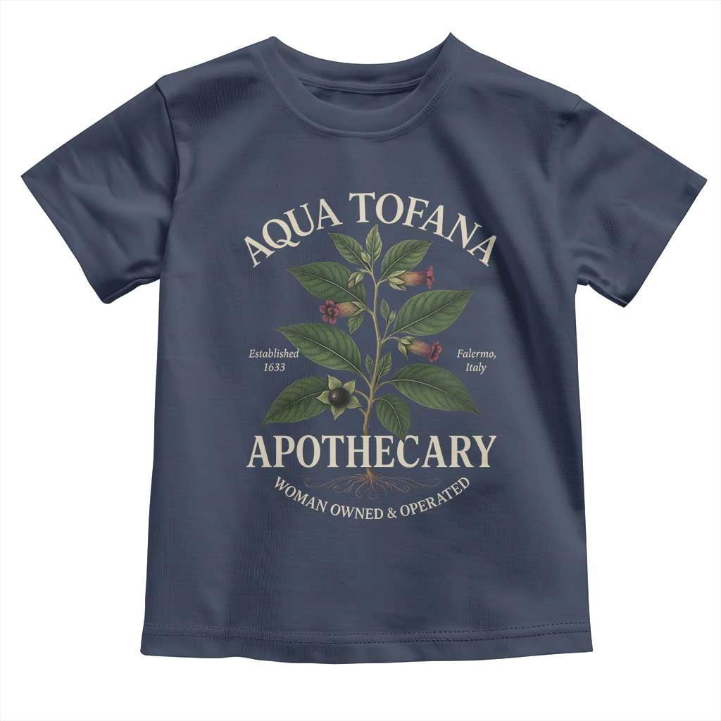 Aqua Tofana Apothecary Toddler T Shirt Feminist Woman Owned And Operated - Wonder Print Shop