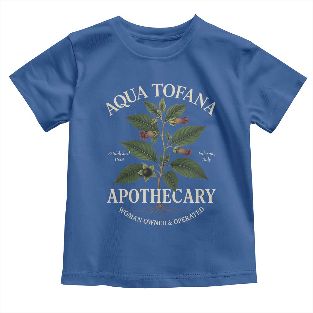 Aqua Tofana Apothecary Toddler T Shirt Feminist Woman Owned And Operated - Wonder Print Shop