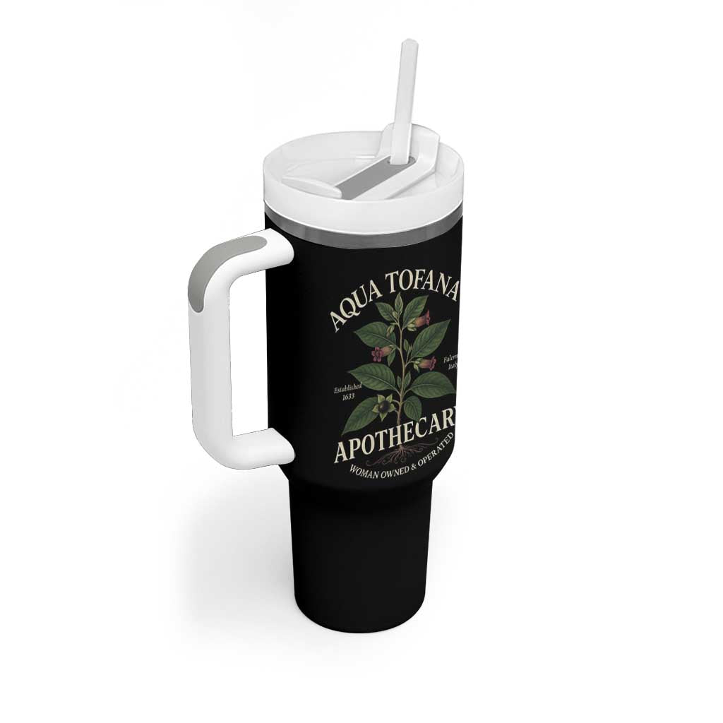 Aqua Tofana Apothecary Tumbler With Handle Feminist Woman Owned And Operated - Wonder Print Shop