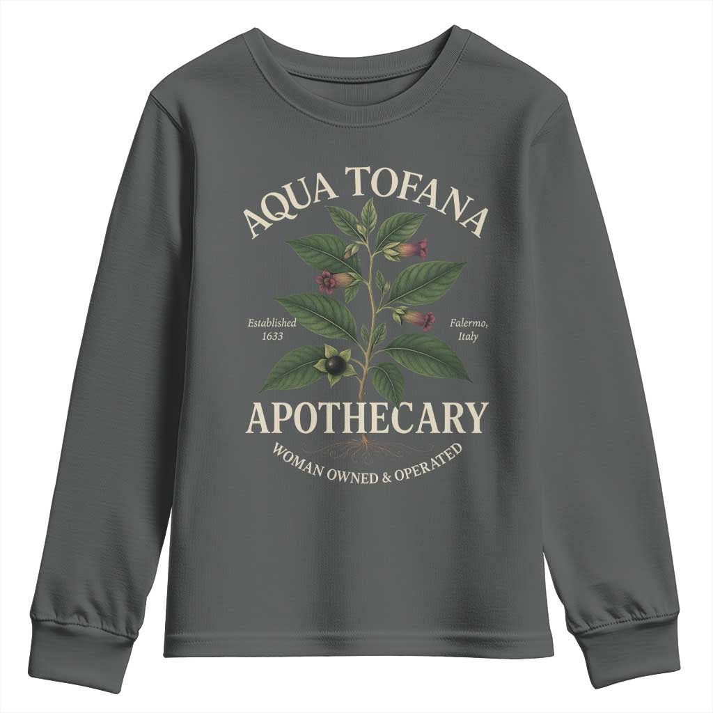 Aqua Tofana Apothecary Youth Sweatshirt Feminist Woman Owned And Operated - Wonder Print Shop