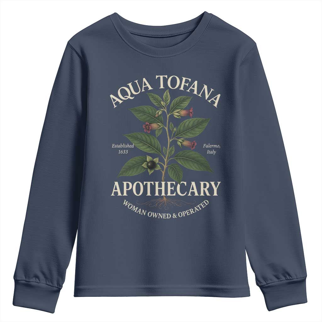 Aqua Tofana Apothecary Youth Sweatshirt Feminist Woman Owned And Operated - Wonder Print Shop