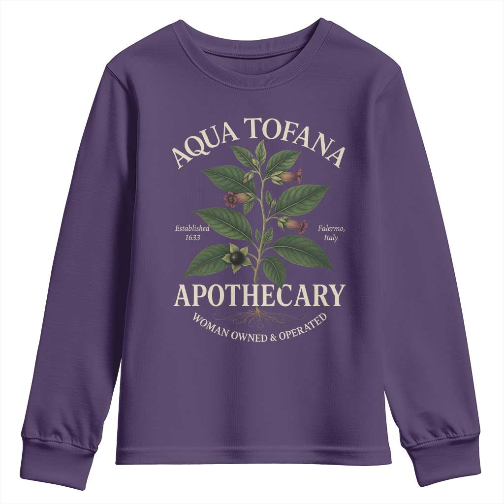 Aqua Tofana Apothecary Youth Sweatshirt Feminist Woman Owned And Operated - Wonder Print Shop