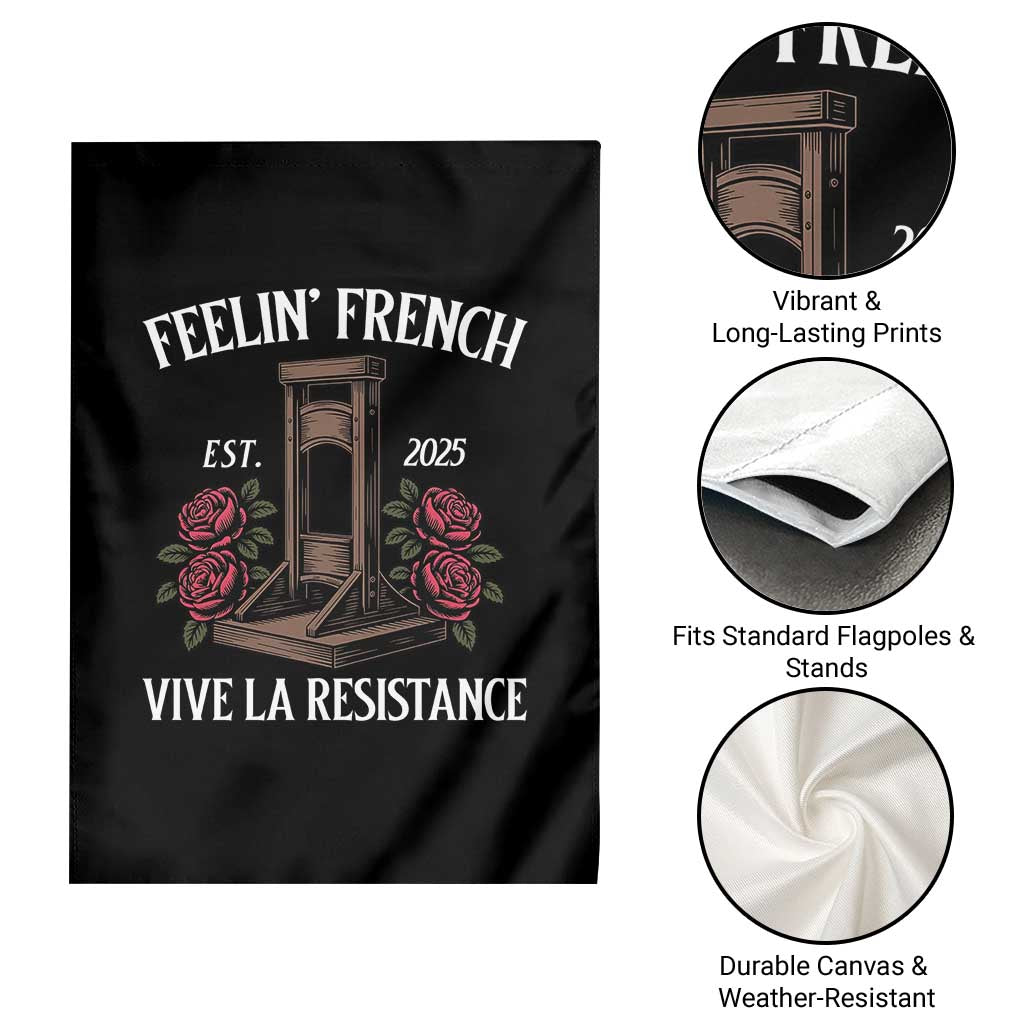 Funny Feelin French Vive La Resistance 2025 Garden Flag Vintage Rose Guillotine - Wonder Print Shop