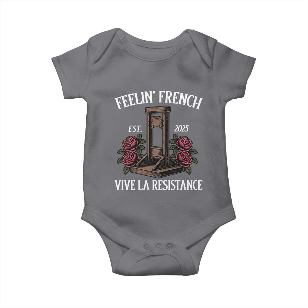 Funny Feelin French Vive La Resistance 2025 Baby Onesie Vintage Rose Guillotine - Wonder Print Shop