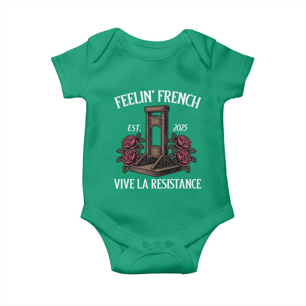 Funny Feelin French Vive La Resistance 2025 Baby Onesie Vintage Rose Guillotine - Wonder Print Shop