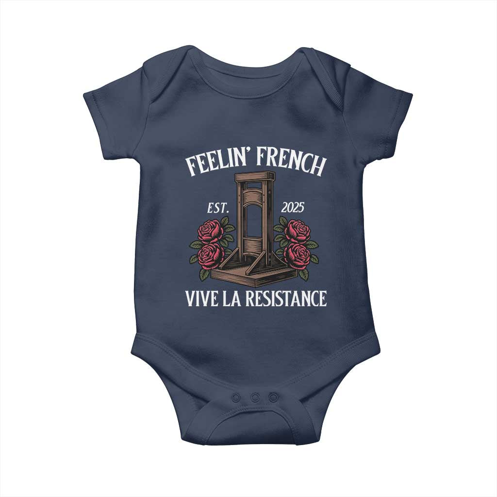 Funny Feelin French Vive La Resistance 2025 Baby Onesie Vintage Rose Guillotine - Wonder Print Shop
