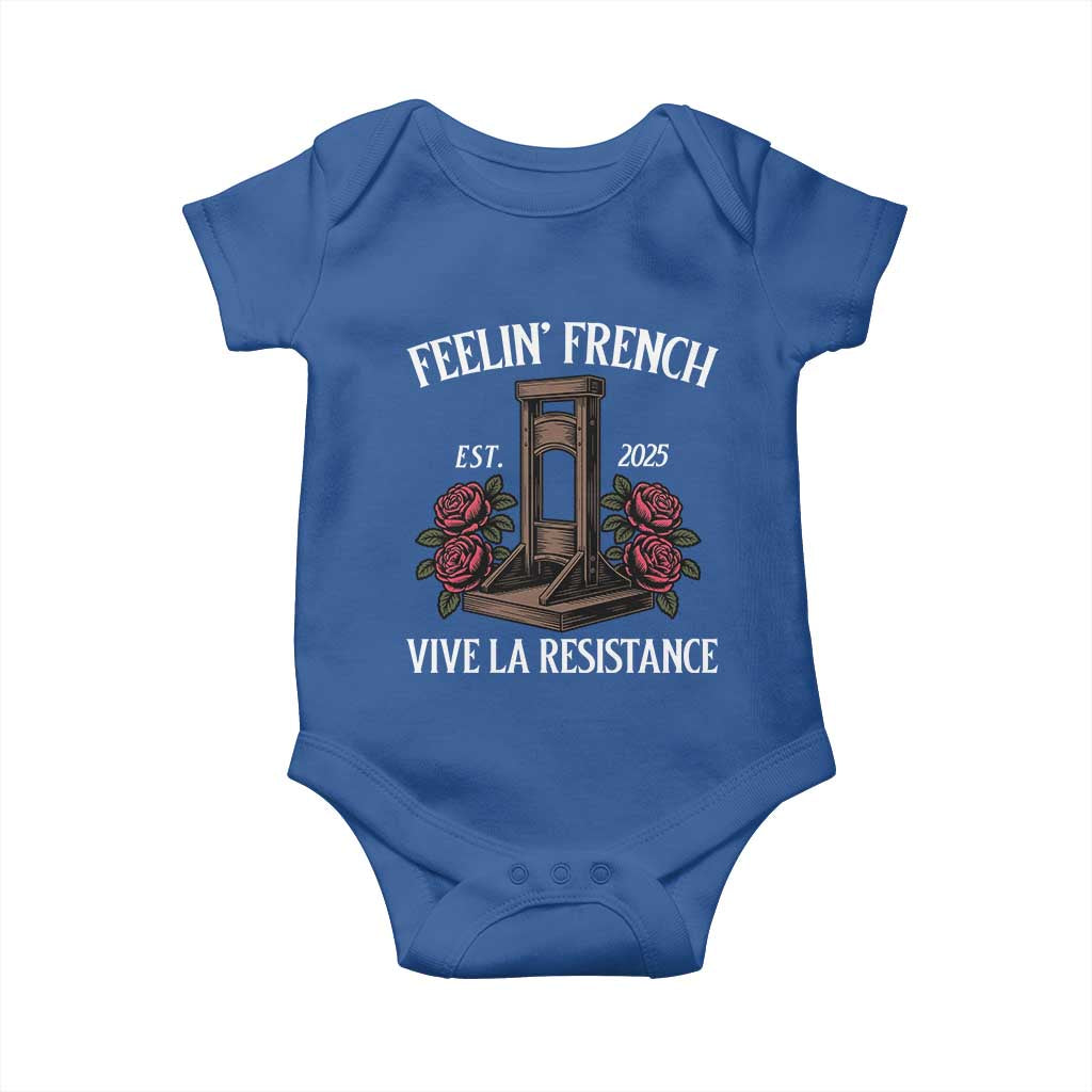 Funny Feelin French Vive La Resistance 2025 Baby Onesie Vintage Rose Guillotine - Wonder Print Shop