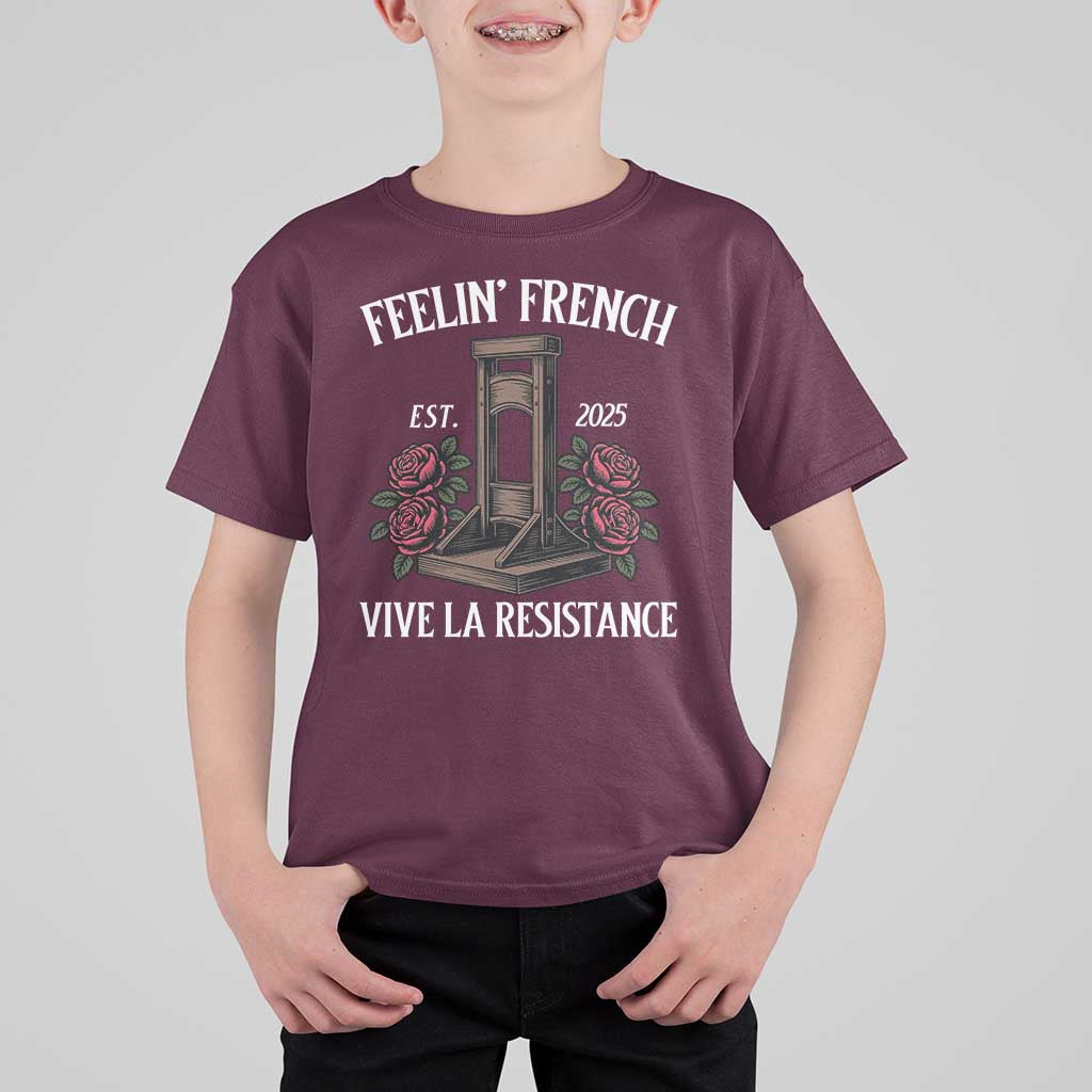Funny Feelin French Vive La Resistance 2025 T Shirt For Kid Vintage Rose Guillotine - Wonder Print Shop