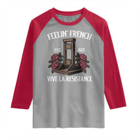 Funny Feelin French Vive La Resistance 2025 Raglan Shirt Vintage Rose Guillotine - Wonder Print Shop