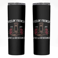 Funny Feelin French Vive La Resistance 2025 Skinny Tumbler Vintage Rose Guillotine - Wonder Print Shop