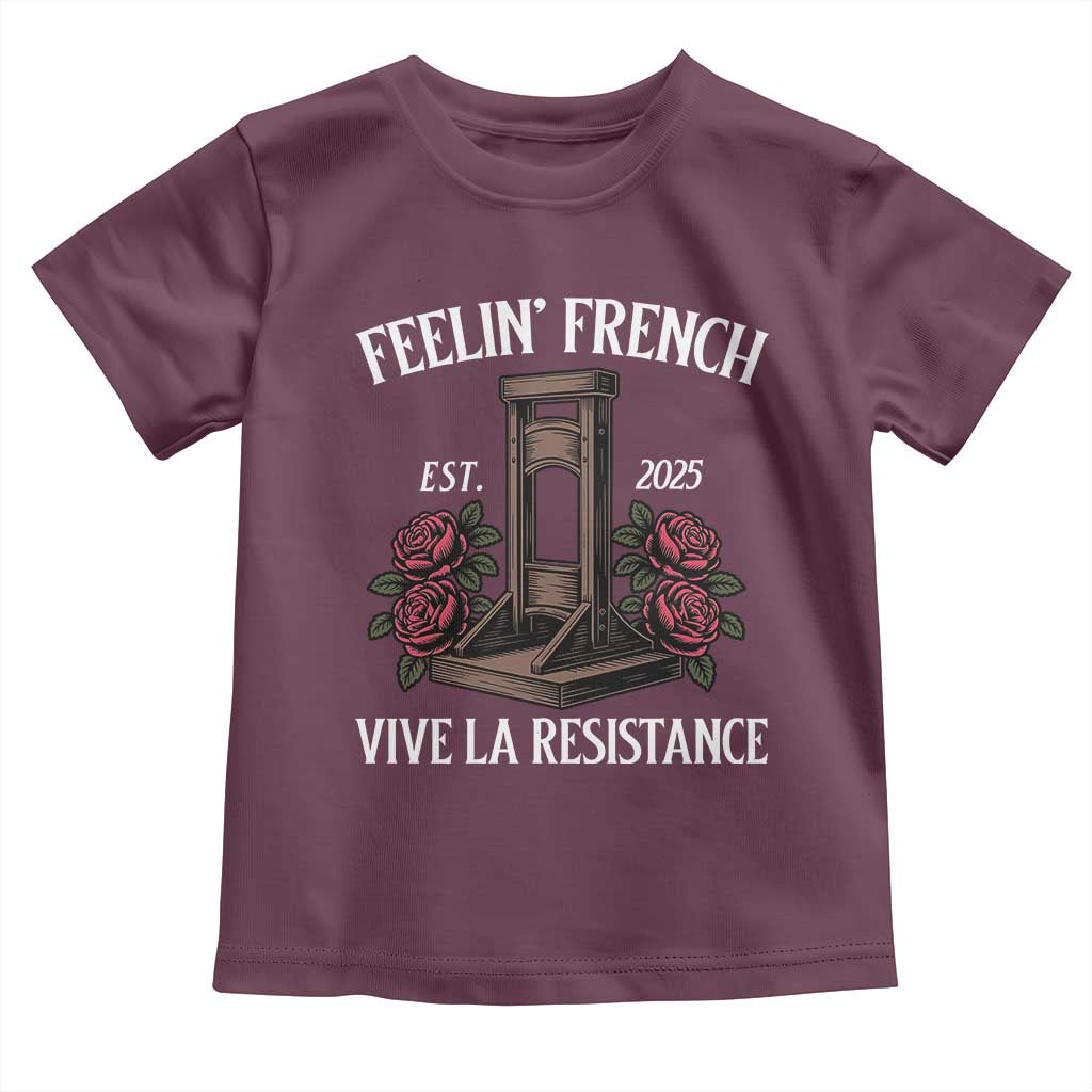 Funny Feelin French Vive La Resistance 2025 Toddler T Shirt Vintage Rose Guillotine - Wonder Print Shop