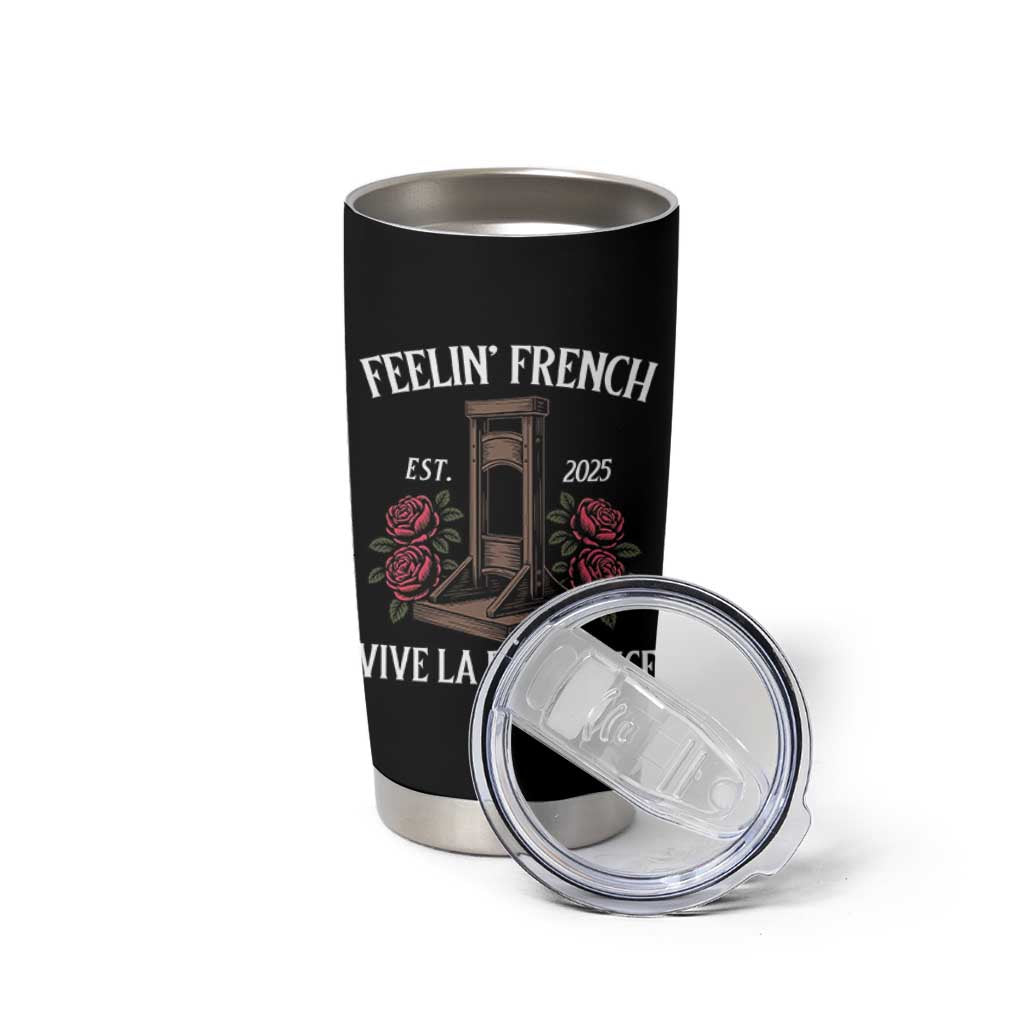 Funny Feelin French Vive La Resistance 2025 Tumbler Cup Vintage Rose Guillotine - Wonder Print Shop